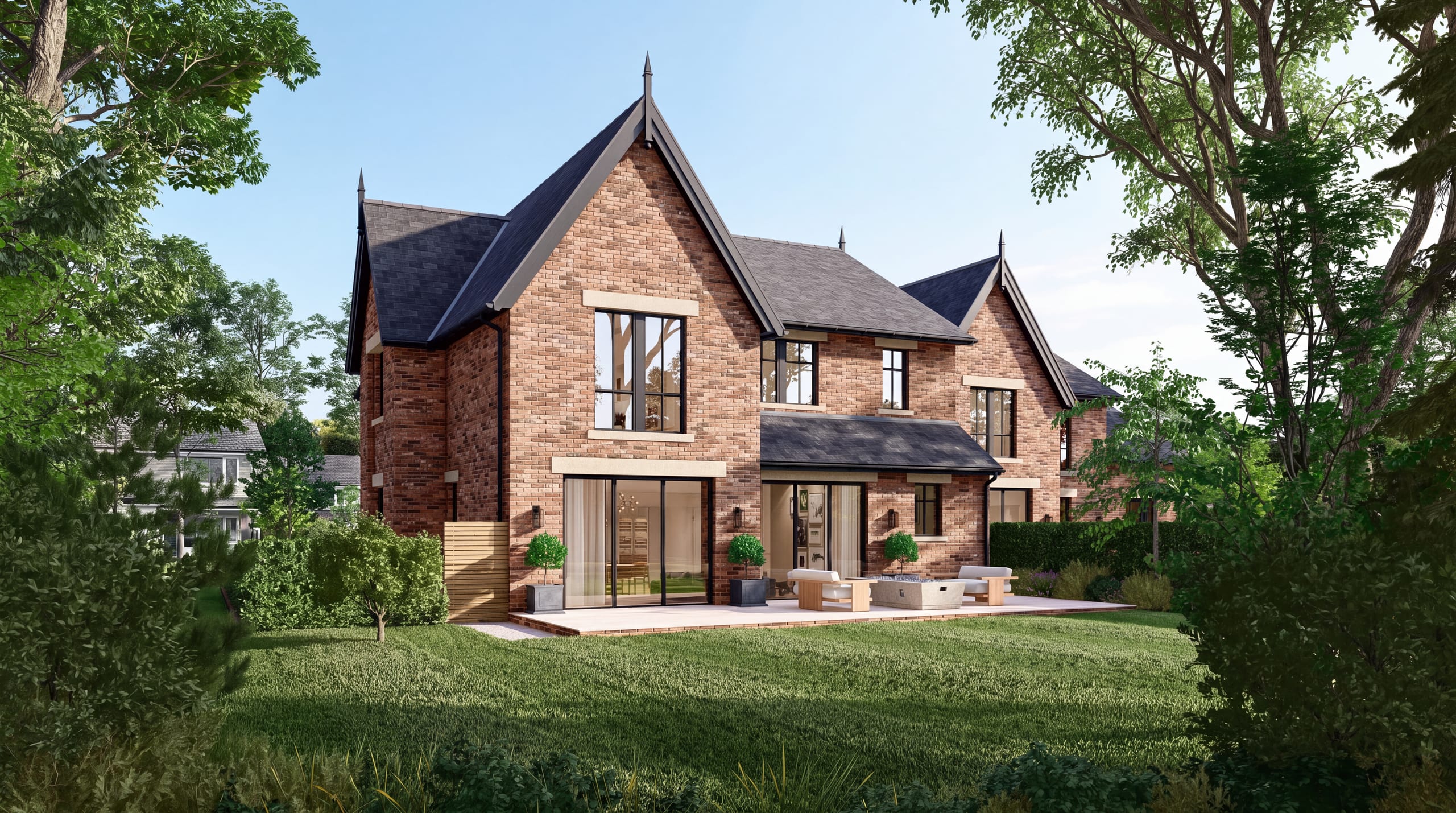 Oaklands: rear elevation and terrace