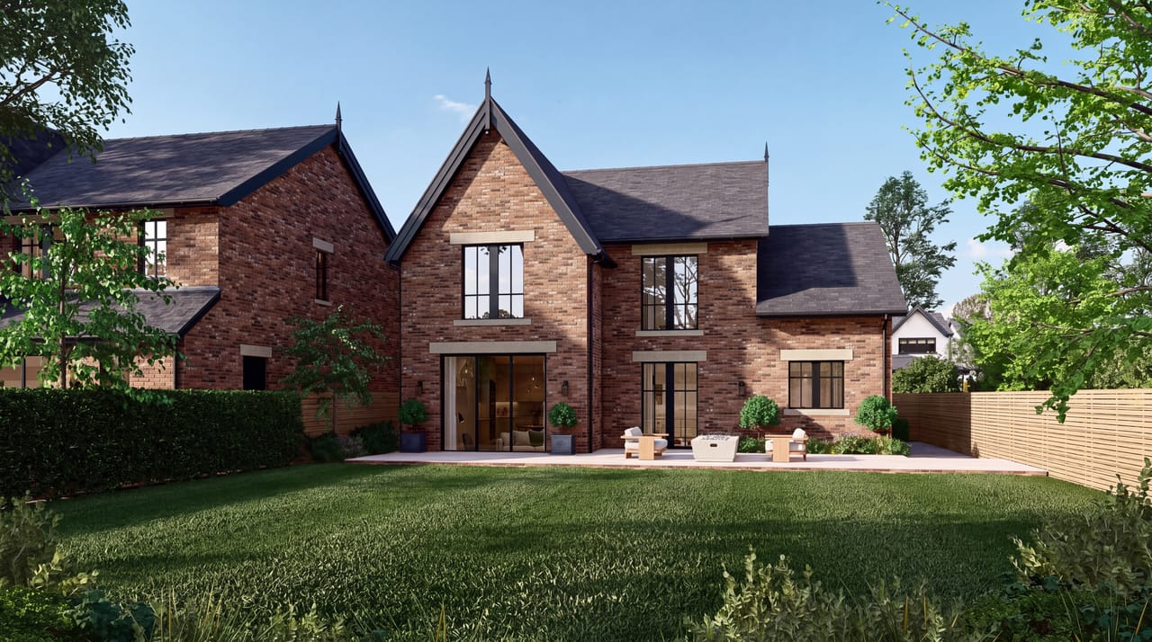 Woodlands: rear elevation opening onto the lawn